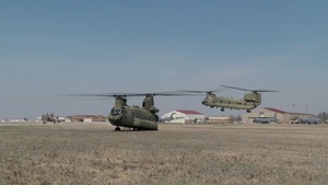 Iowa NG CH-47 delivers historic Iowa F-80 back to Camp Dodge via sling load