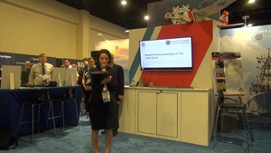 Modeling and simulation domain lead for the Coast Guard Office of RDT&E speaks at Sea Air Space 2023