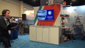 Coast Guard chief of the Office of Cutter Forces speaks at Sea Air Space 2023