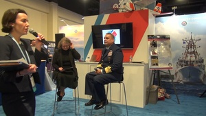 Coast Guard commander of the Pacific Area and Defense Force West speaks at Sea Air Space 2023