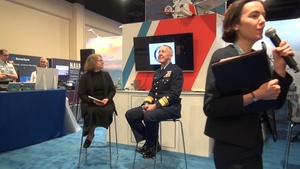 Coast Guard commander of the Atlantic Area and Defense Force East speaks at Sea Air Space 2023