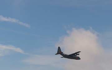 Slow motion video of a MAFFS-equipped C-130H dropping water during MAFFS 2023 Spring training