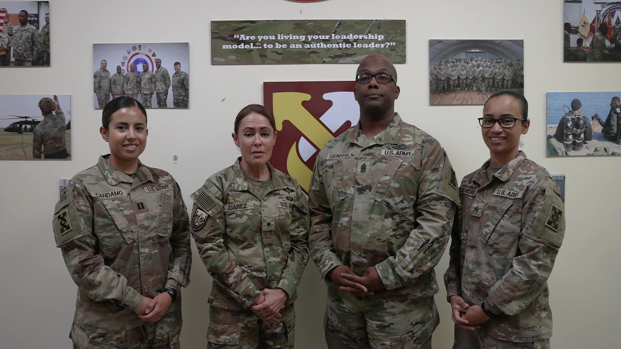 U.S. Army Reserve Brig. Gen. Maria Juarez, commanding general of 143d Expeditionary Sustainment Command (ESC), and Command Sgt. Maj. Ricardo Saunders, 143d ESC, wish the U.S. Army Reserve a happy 115th birthday. (U.S. Army video by Spc. Cecilia Soriano)