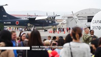 A learning experience: US service members and Japan Self-Defense Force members display equipment for students