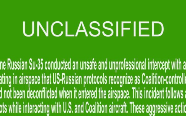 Russian Su-35 unsafe and unprofessional intercept with a U.S. F-16 Fighting Falcon