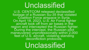 Russian Su-35 violates Coalition Force airspace in Syria