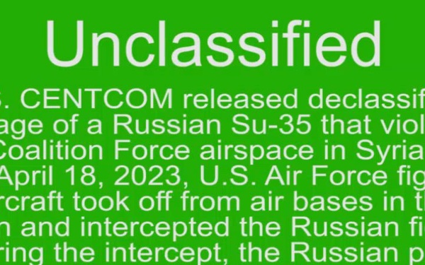 Russian Su-35 violates Coalition Force airspace in Syria