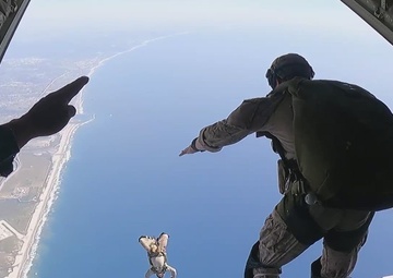 1st Recon Marines jump for high altitude, low opening training