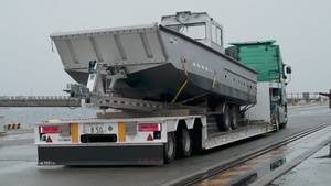 MCAS Iwakuni deep port harbor increases capabilities with new boom platform boat (Package/Pkg))