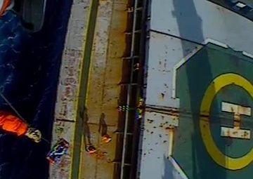 Coast Guard medevacs burn victim from motor vessel 173 miles east of Morehead City, N.C.