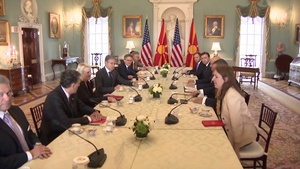 Secretary of State Antony J. Blinken meets with North Macedonia’s Prime Minister Dimitar Kovachevski at the Department of State