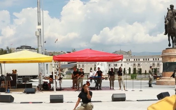 US Army Europe &amp; Africa Band and Chorus plays in North Macedonia City Square