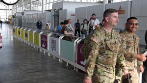 U.S. Army Soldiers from 5th Battalion, 159th General Support Aviation Battalion arrive in Zaragoza, Spain for Defender 23 Exercise