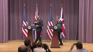 Secretary of State Antony J. Blinken holds a joint press availability with UK Foreign Secretary James Cleverly at the Department of State