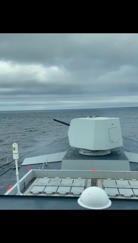 ITS Margottini (F 592) conducts gunshoot during exercise Formidable Shield 2023
