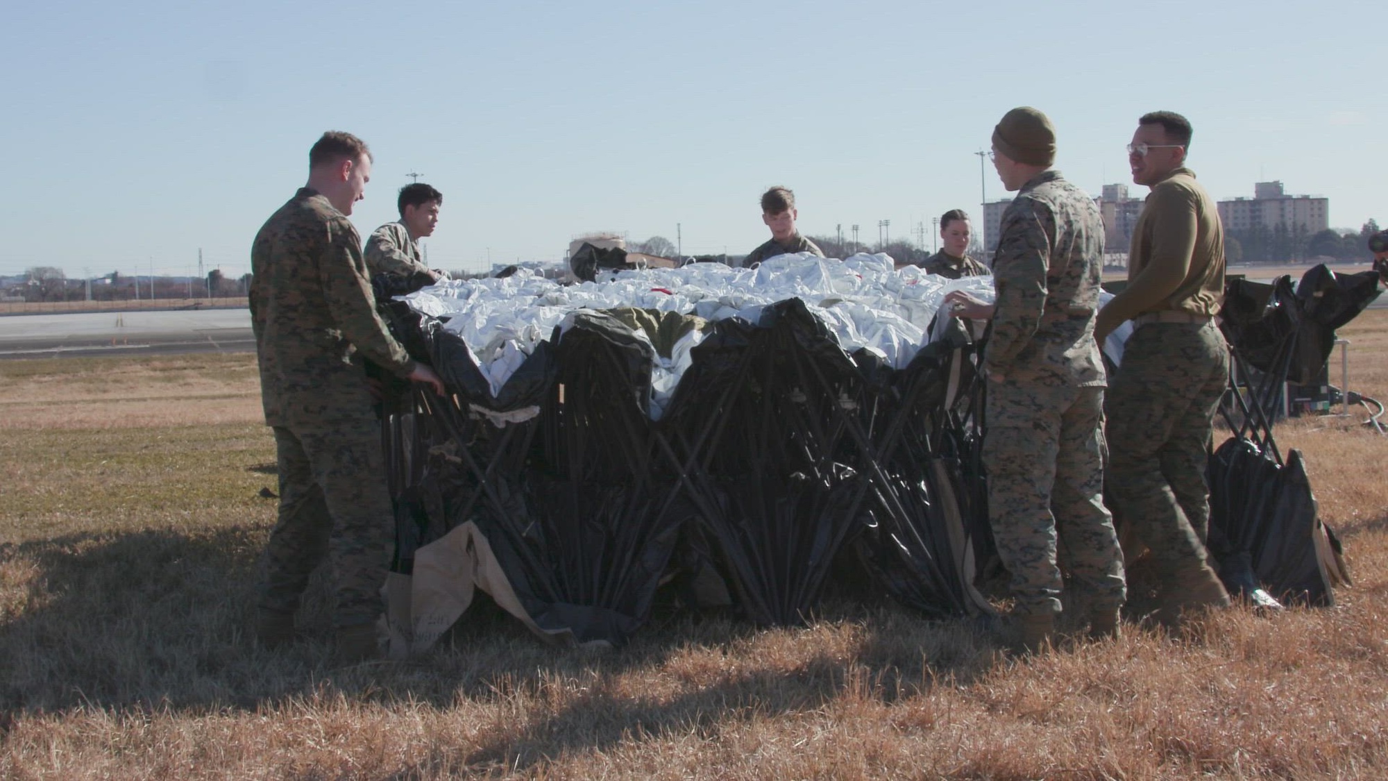 U.S. Marines with Marine Air Control Squadron (MACS) 4 set up an air traffic navigation, integration and coordination system (ATNAVICS) during a routine training exercise at Yokota Air Base, Japan, Feb. 4, 2023. MACS-4 employed the ATNAVICS at Yokota AB to provide the U.S. Air Force with ancillary air traffic control capabilities and strengthen joint interoperability. (U.S. Marine Corps video by Lance Cpl. Micah Taylor)