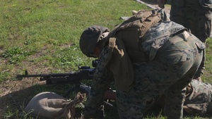 Marines fire M240B machine guns during Mission Rehearsal Exercise 1-23 (B-Roll)