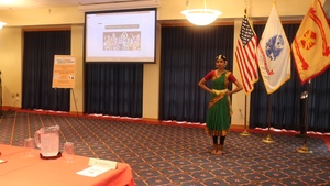 Performer Yogitha Rajkumar with Kalaanjali Dance Company of School of Classical Indian Dance performs at 2023 Fort McCoy Asian-American Pacific-Islander Month observance, Part II