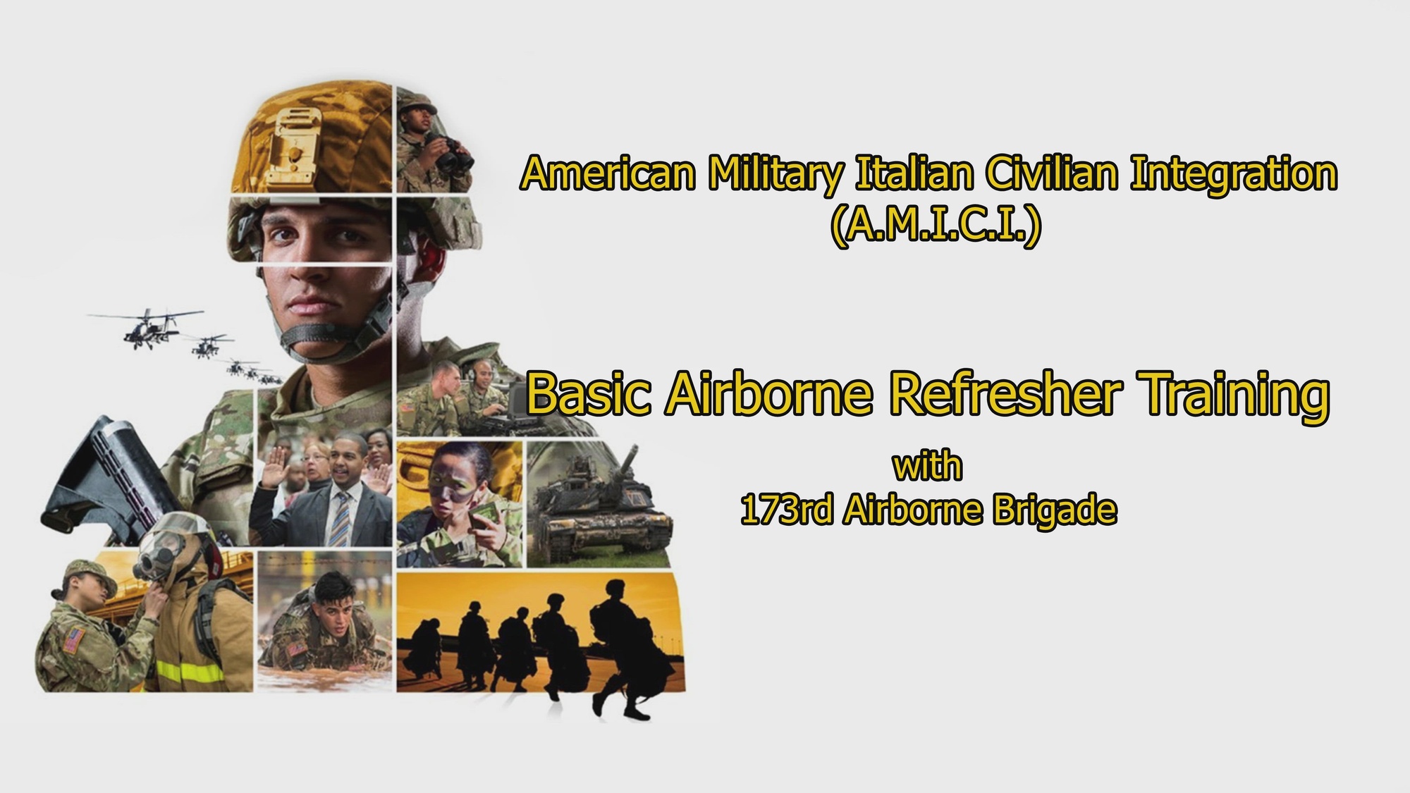 Italian employees conduct basic airborne refresher training at the 7th Army Training Command jump tower in Caserma Ederle, Vicenza after instruction from Paratroopers assigned to 173rd Airborne Brigade during AMICI Program Feb. 15, 2023. AMICI, or “friends” in Italian, stands for American Military Italian Civilian Integration, and was created in 2017 for the Italian workforce within Vicenza and Darby posts. Throughout several months, participants had the chance to experience a “Day in the Life of a Soldier” to help them gain a better understanding of the U.S. Army mission in Italy. (U.S. Army Video by Mattia Berno)