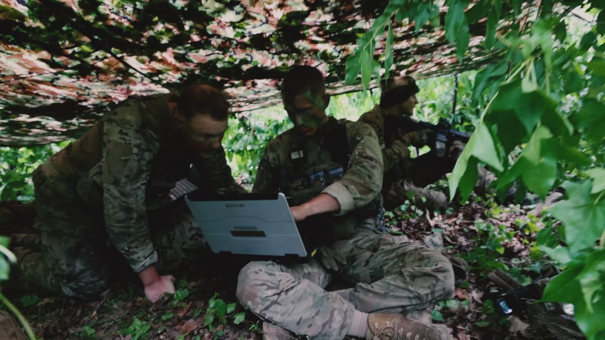U.S. Marines with Bravo Company, 2d Reconnaissance Battalion, 2d Marine Division sit at an observation post (OP) during Composite Training Unit Exercise (COMPTUEX), at Alexandria, Alabama on May 22, 2023. An OP is a temporary or fixed position from which Marines can watch enemy movements, to warn of approaching enemies, or to direct fire. Expeditionary Operations Training Group organized COMPTUEX as the culminating exercise in the 26th MEU’s Pre-deployment Training Program, providing realistic training and scenarios to reinforce the MEU’s capabilities as a crisis response force prior to deployment.