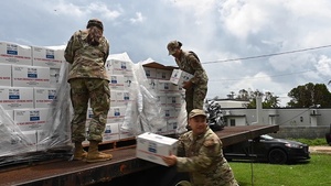 Team Andersen and FEMA distribute typhoon relief supplies to the villages of Guam