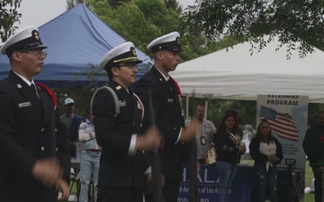 B-Roll: Marines and Sailors attend a memorial during Los Angeles Fleet Week