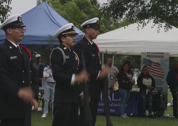 B-Roll: Marines and Sailors attend a memorial during Los Angeles Fleet Week