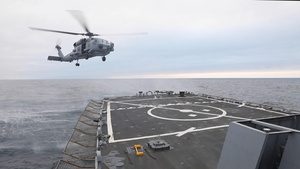USS Milius (DDG 69) Conducts Deck Landing Qualifications with Royal Australian Navy