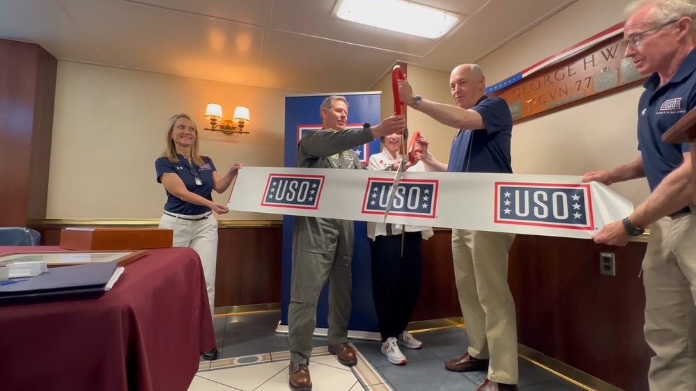 DVIDS - Video - USS George H.W. Bush Hosts USO Afloat Ribbon Cutting ...