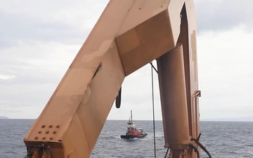U.S. Coast Guard Cutter Stratton conduct crane operations in South China Sea
