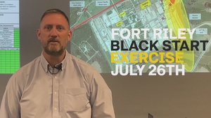 Mr. Clay Nauman, Fort Riley DPTMS, talks July 26, 2023 black start exercise