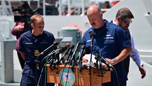 Coast Guard, partners hold press briefing for 21-ft submersible Titan 900 miles east of Cape Cod