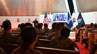 Retired U.S. Army CWO5 Phillip Brashear, Son of Carl Brashear, visits Corry station
