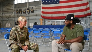 U.S. Air Force Col. Allison Black and Pittsburgh Steelers Najee Harris interview B-Roll 3 of 4