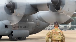 U.S. Airmen refuel a U.S. Air Force A-10 Thunderbolt aircraft with fuel from a C-130 Hercules aircraft