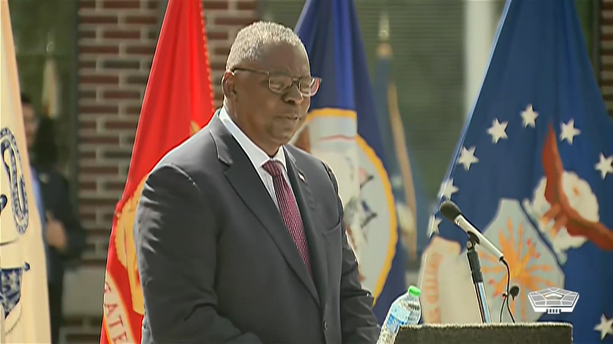 In celebration of the 50th anniversary of the all-volunteer military, Secretary of Defense Lloyd J. Austin III swears in 90 new recruits at Fort Meade, Md.