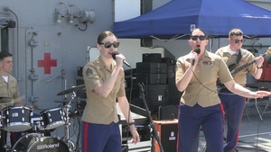 Quantico Marine Rock Band performs aboard the USS WASP (LHD 1) during Fleet Week