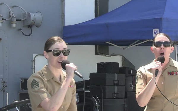 Quantico Marine Rock Band performs aboard the USS WASP (LHD 1) during Fleet Week
