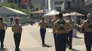 Quantico Marine Brass Band performs aboard the USS Intrepid during Fleet Week