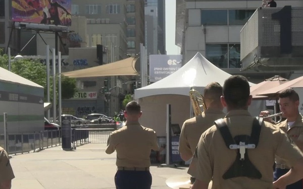 Quantico Marine Brass Band performs aboard the USS Intrepid during Fleet Week