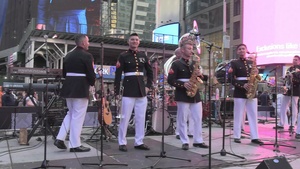 Quantico Marine Brass Band performs at Times Square, New York during Fleet Week