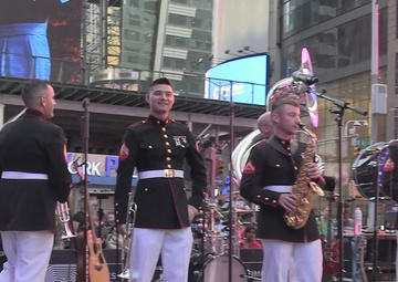 Quantico Marine Brass Band performs at Times Square, New York during Fleet Week