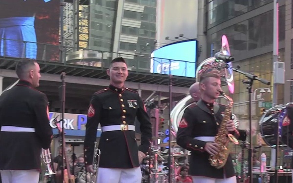 Quantico Marine Brass Band performs at Times Square, New York during Fleet Week
