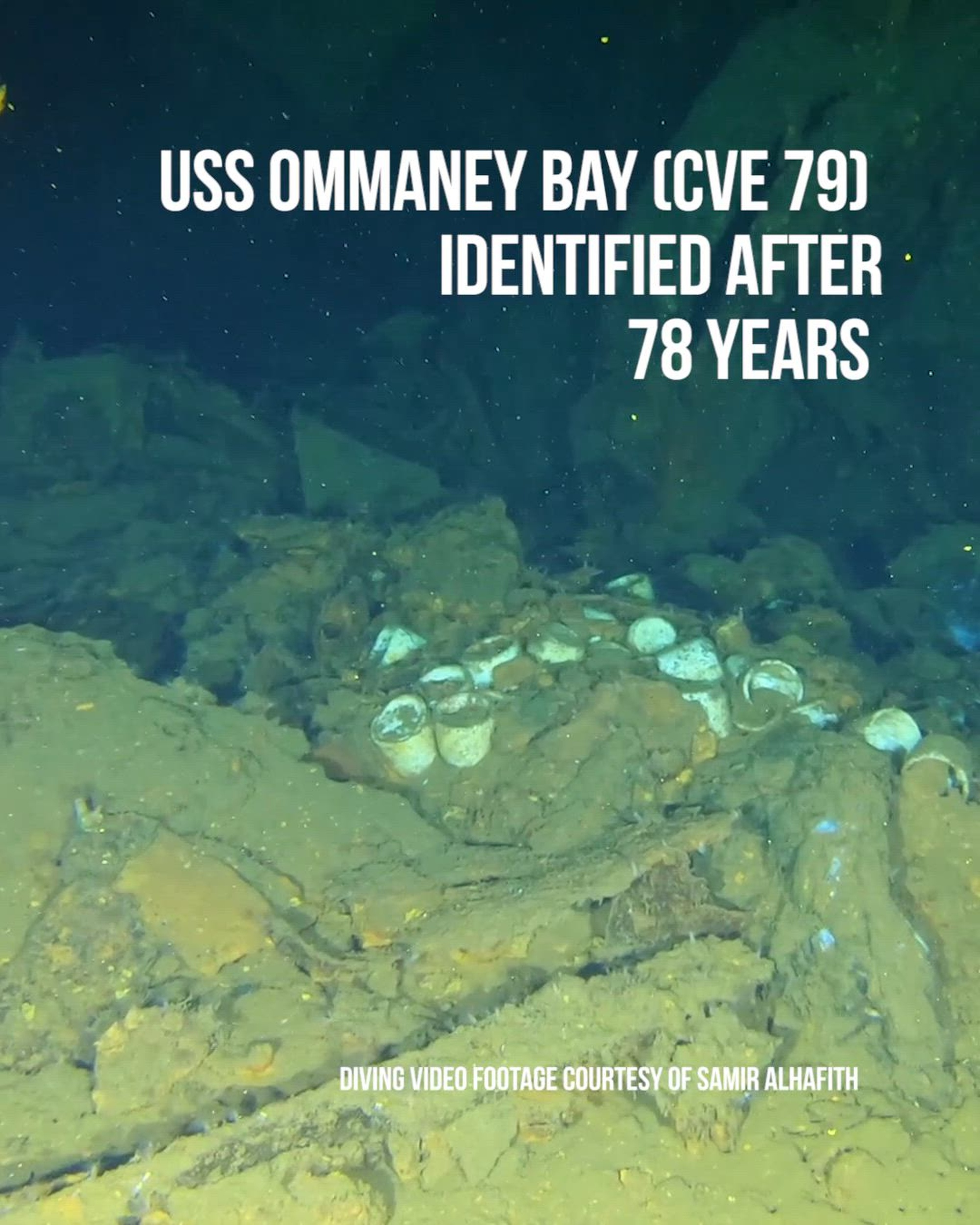 230710-N-FK318-1001<br />WASHINGTON NAVY YARD- Naval History and Heritage Command confirmed the identity of a wreck site as USS Ommaney Bay (CVE 79) July 10. While operating in the Sulu Sea, Ommaney Bay was hit and eventually mortally wounded by a twin-engine Japanese suicide plane on Jan. 4, 1945. NHHC’s Underwater Archaeology Branch used a combination of survey information provided by the Sea Scan Survey team and video footage provided by the DPT Scuba dive team, to confirm the identity of Ommaney Bay. This information correlated with location data for the wreck site provided to NHHC in 2019 by Vulcan, LLC (formerly Vulcan, Inc.
