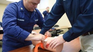 Coast Guardsmen participate in Stop the Bleed training at Alpena Combat Readiness Training Center