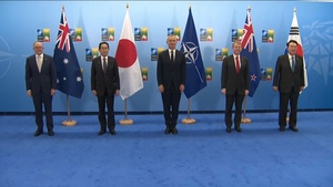 Family portrait of NATO Secretary General and Heads of State and Government of Indo-Pacific Partners at the NATO Summit in Vilnius