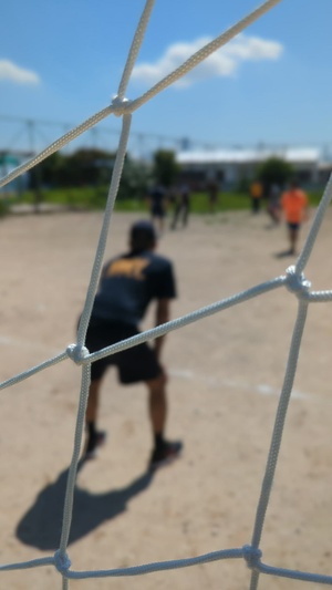 U.S. Sailors, Marines and Colombian Sailors Play Soccer for a Community Relations Outreach