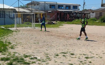 U.S. Sailors, Marines and Colombian Sailors Play Soccer for a Community Relations Outreach