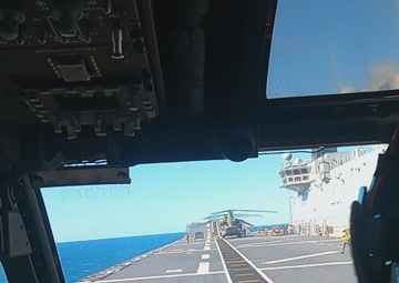 B-roll: MRF-D Ospreys touch down on HMAS Adelaide