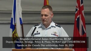Brigadier-General James Hawthorne speaks at Canada Day celebration